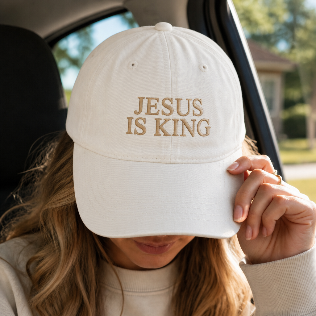 Jesus Is King Dad Hat - worn lifestyle
