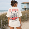 Lifeguard Walks On Water Tee beach back print photo