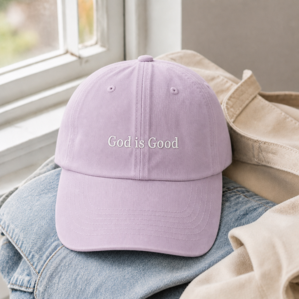 God Is Good Dad Hat - Orchid with white embroidery
