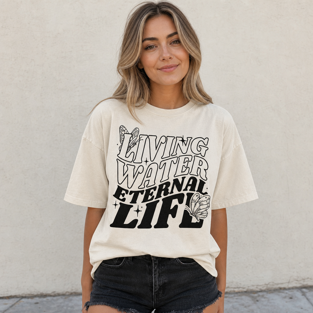 Living Water Eternal Life Tee front lifestyle hero photo