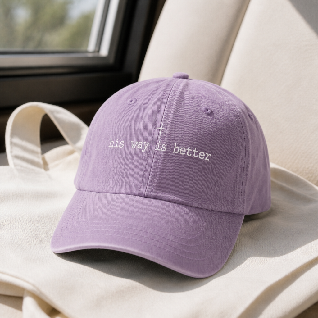 His Way Is Better Hat - Orchid with white embroidery