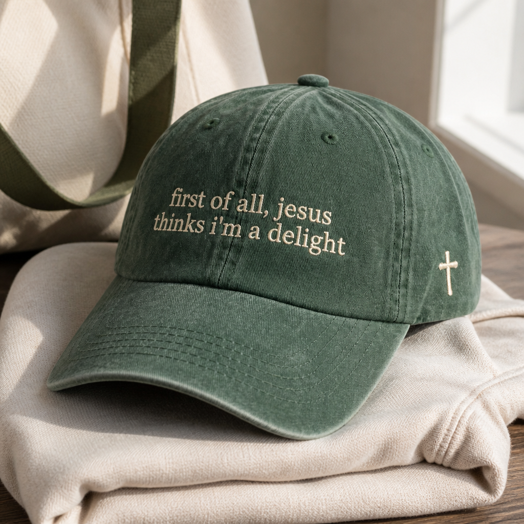 Jesus Thinks I'm A Delight Hat - angled product photo
