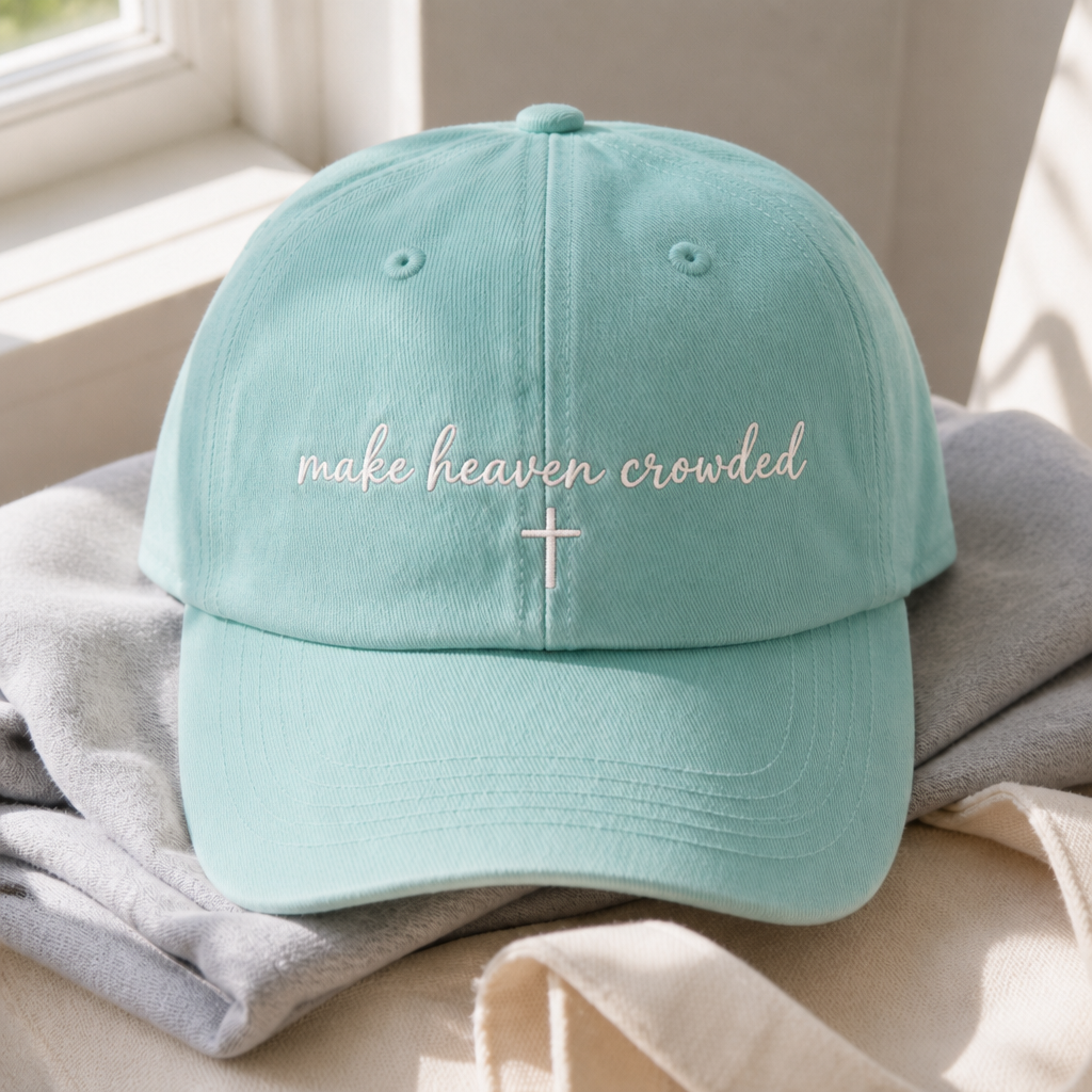 Make Heaven Crowded Hat - Chalky Mint with white embroidery
