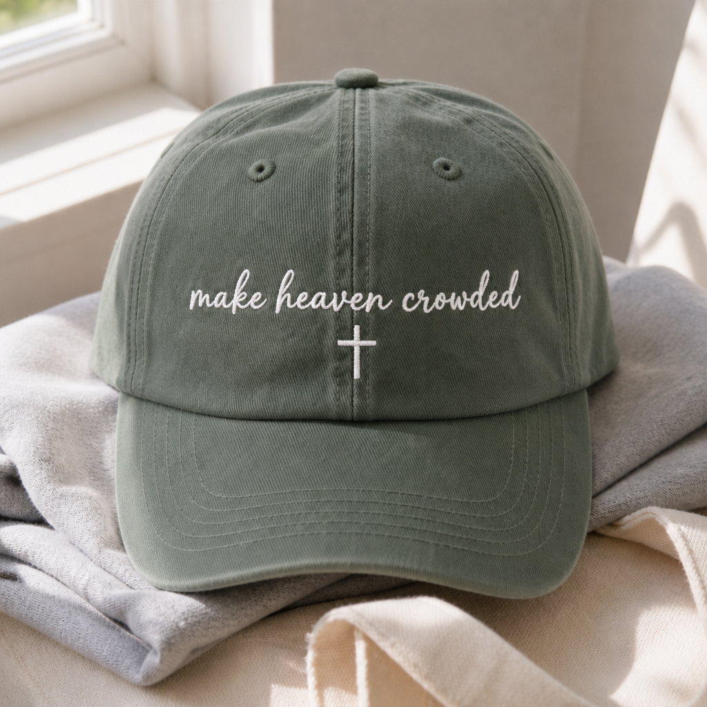Make Heaven Crowded Hat - Moss with white embroidery