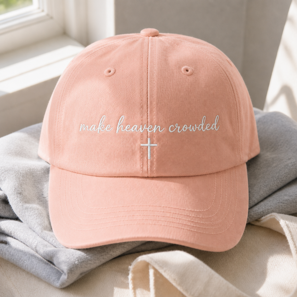 Make Heaven Crowded Hat - Peachy with white embroidery