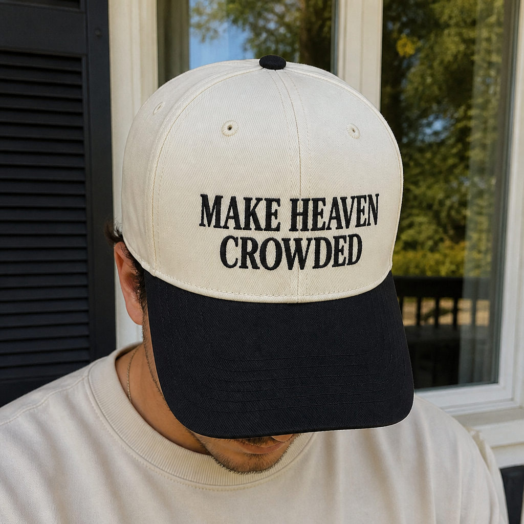 Make Heaven Crowded Two-Tone Trucker Hat - worn lifestyle