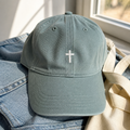 Mini Cross Baseball Cap - sage organic hero