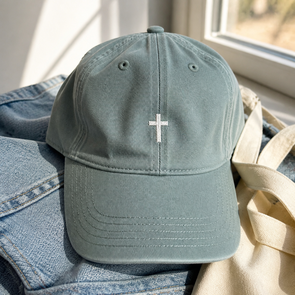 Mini Cross Baseball Cap - sage organic hero