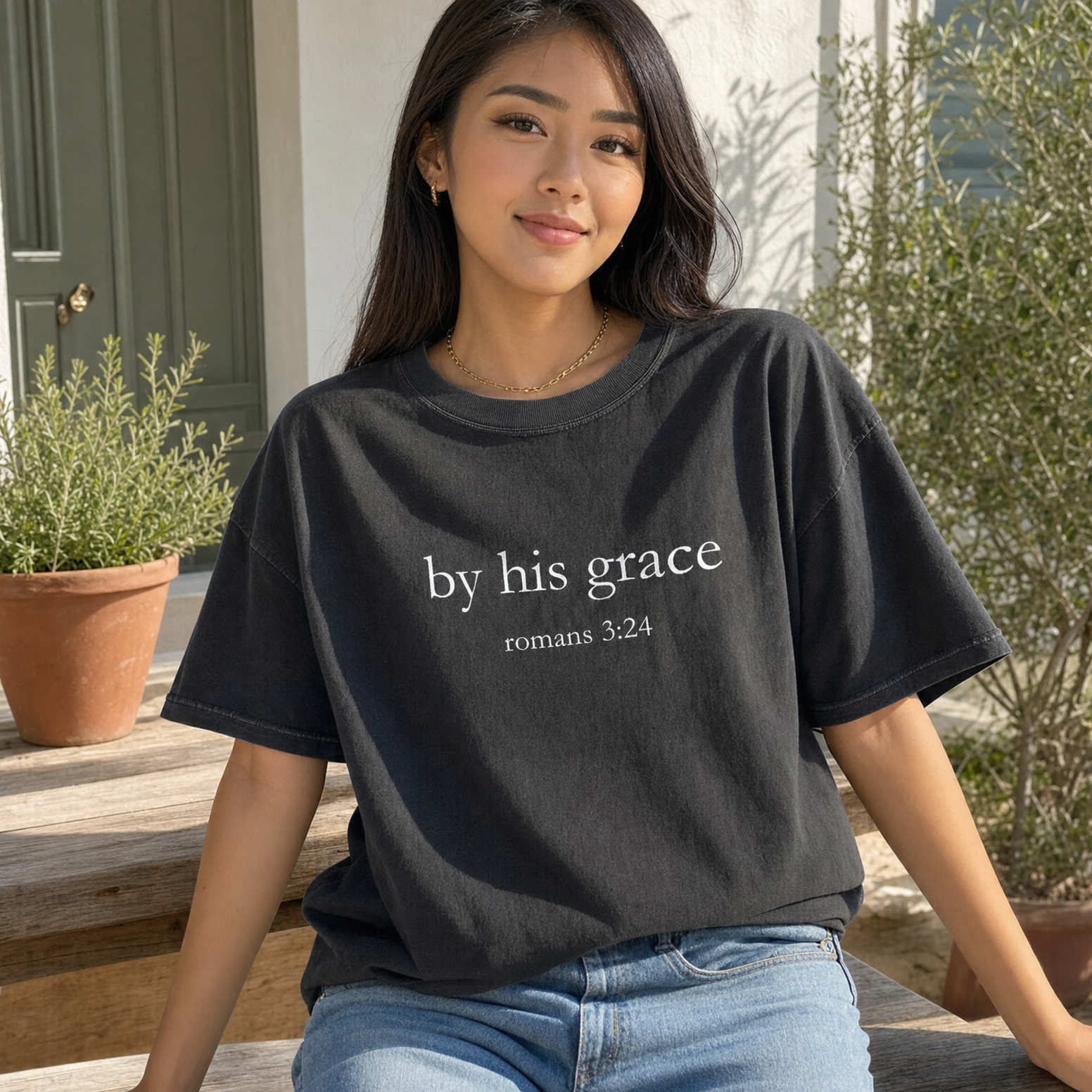 By His Grace Romans 3:24 Tee