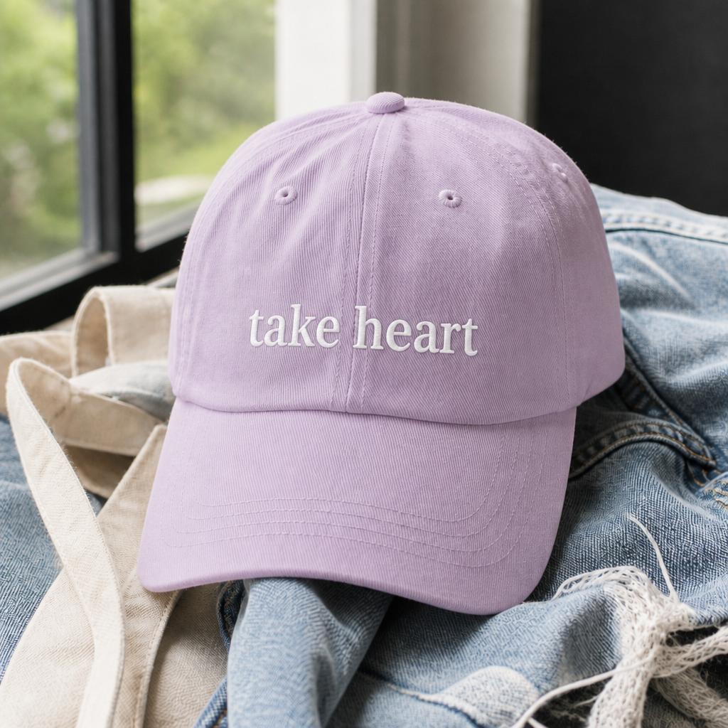 Take Heart Hat - Orchid with white embroidery