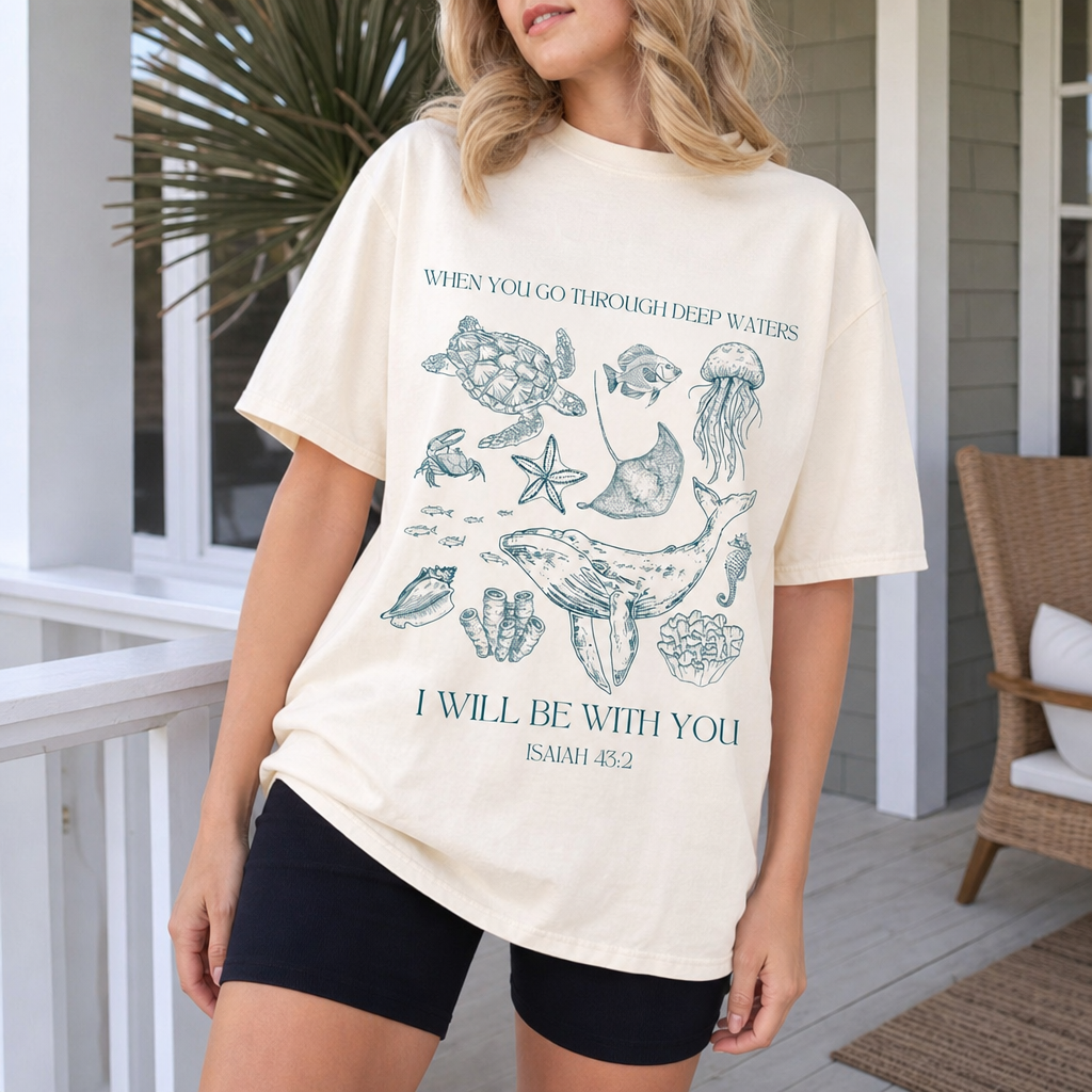 Deep Waters Tee three-quarter front lifestyle photo